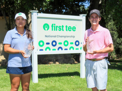 Winners of the 2023 First Tee National Championship, Megan Meng and Cooper Groshart.